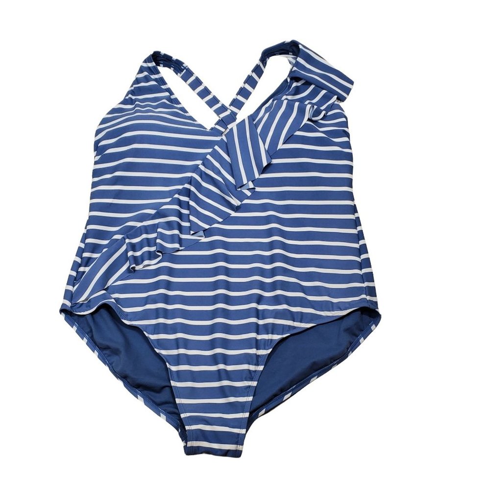 Tummy Control Swim One Piece Swimsuit Plus Size 4X (28W-30W) NWT Striped